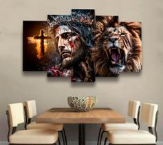 Conjunto 5 Quadros Jesus e leão machucados" Conjunto 5 Quadros Jesus e leão machucados"