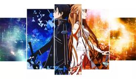 Conjunto 5 Quadros Kirito E Asuna Sword Art Online" Conjunto 5 Quadros Kirito E Asuna Sword Art Online"