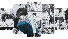 Conjunto 5 Quadros L Anime Capa Death Note " Conjunto 5 Quadros L Anime Capa Death Note "