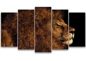 Conjunto 5 Quadros Lion Fire"
