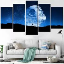 Conjunto 5 Quadros Lua Cheia Fundo Azul" Conjunto 5 Quadros Lua Cheia Fundo Azul"