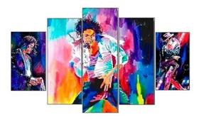 Conjunto 5 Quadros Michael Jackson "