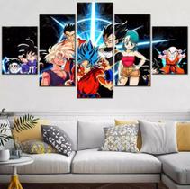 Conjunto 5 Quadros Mosaico Dragon Ball Goku Vegeta"