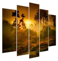 Conjunto 5 Quadros Mosaico Natureza Cor"