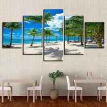 Conjunto 5 Quadros Mosaico Praia Paraiso Natureza"