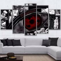Conjunto 5 Quadros Mosaico Sharingan Itachi Sasuke"