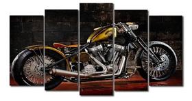 Conjunto 5 Quadros Moto Estrada Custom Oficina"