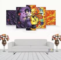 Conjunto 5 Quadros Naruto E Sasuke"