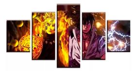 Conjunto 5 Quadros Naruto Saske Sasuke"