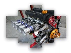 Conjunto 5 Quadros Oficina Motor Aberto"