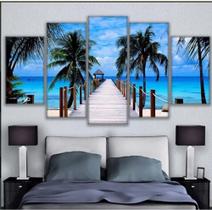 Conjunto 5 Quadros paisagem praia"