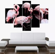 Conjunto 5 Quadros Passaro Flamingo"