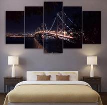 Conjunto 5 Quadros Ponte Do Brooklyn" Conjunto 5 Quadros Ponte Do Brooklyn"