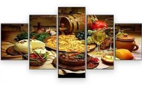 Conjunto 5 Quadros Queijos E Vinhos"