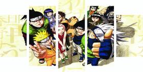 Conjunto 5 Quadros Sala Quarto Luxo Naruto Sasuke 60