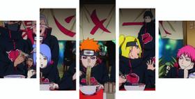 Conjunto 5 Quadros Sala Quarto Luxo Naruto Sasuke 62