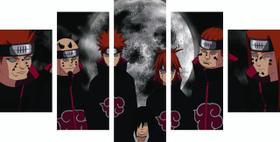 Conjunto 5 Quadros Sala Quarto Luxo Naruto Sasuke 80