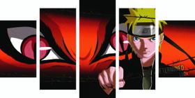 Conjunto 5 Quadros Sala Quarto Luxo Naruto Sasuke 85