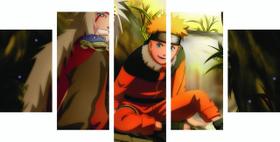 Conjunto 5 Quadros Sala Quarto Luxo Naruto Sasuke 94