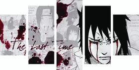 Conjunto 5 Quadros Sala Quarto Luxo Naruto Sasuke 98