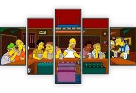 Conjunto 5 Quadros Simpsons Bar"