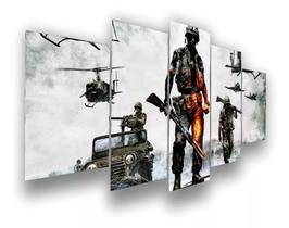 Conjunto 5 Quadros Soldados Battle Battlefield"