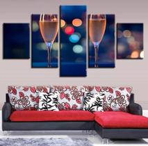 Conjunto 5 Quadros Taças Champagne" Conjunto 5 Quadros Taças Champagne"