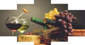 Conjunto 5 Quadros Vinho Branco Tinto Queijo Uva"