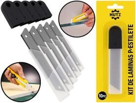 Conjunto 5 Refis Para Estilete Lâminas De Reposição Multiuso Aço Carbono 25mm Universal 10 Peças Hutz