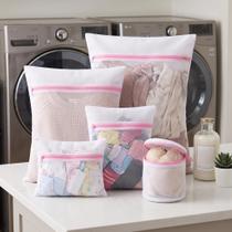 Conjunto 5 Sacos com Zíper para Lavar Roupas Sensíveis na Máquina de Lavar