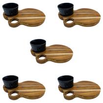 Conjunto 5 Tábuas De Servir Hambúrguer Alça Argola Com Ramequim Conjunto 5 Tábuas De Servir Hambúrguer Alça Argola Com Ramequim
