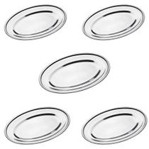 Conjunto 5 Travessa Oval Inox Rasa 27Cm Profissional Bandeja