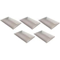Conjunto 5 Travessas Melamina Branca 41,5x26,5cm Wolff Bandeja Servir Buffet Retangular