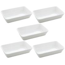 Conjunto 5 Travessas Refratários de Porcelana Branca 750ml B