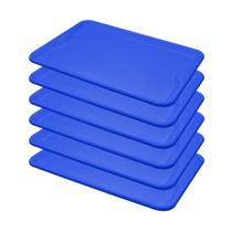 Conjunto 6 Bandejas Plásticas Self-service Refeição 48 X 32,5 X 2 Br-100 Azul - Della Plast