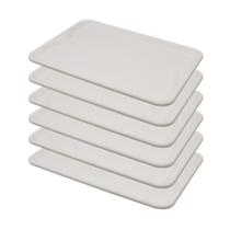 Conjunto 6 Bandejas Plásticas Self-service Refeição 48 X 32,5 X 2 Br-100 Branca - Della Plast Conjunto 6 Bandejas Plásticas Self-service Refeição 48 X 32,5 X 2 Br-100 Branca - Della Plast