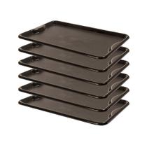 Conjunto 6 Bandejas Plásticas Self-service Refeição 48 X 32,5 X 2 Br-100 Preta - Della Plast Conjunto 6 Bandejas Plásticas Self-service Refeição 48 X 32,5 X 2 Br-100 Preta - Della Plast
