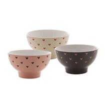 Conjunto 6 Bowls Cerâmica Coração Sortidos 13x8cm - Bon Gourmet