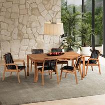 Conjunto 6 Cadeira 1 Mesa 180cm - Varanda Coberta/Área Gourmet Traço Preto/Stain Jatobá/Corda Conjunto 6 Cadeira 1 Mesa 180cm - Varanda Coberta/Área Gourmet Traço Preto/Stain Jatobá/Corda