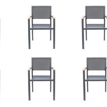 Conjunto 6 Cadeira de Jardim em Alumínio Maragogi Grafite