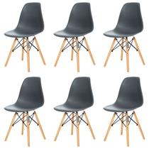 Conjunto 6 Cadeiras Charles Eames Eiffel Cinza Escuro