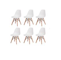 Conjunto 6 Cadeiras Charles Eames Eiffel Concha Fixa - Branc