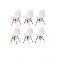 Conjunto 6 Cadeiras Charles Eames Eiffel Concha Fixa - Branco Conjunto 6 Cadeiras Charles Eames Eiffel Concha Fixa - Branco