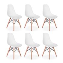 Conjunto 6 Cadeiras Charles Eames Eiffel Wood Base Madeira - Branca Conjunto 6 Cadeiras Charles Eames Eiffel Wood Base Madeira - Branca