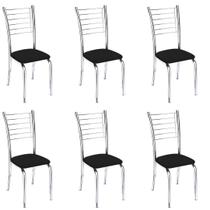 Conjunto 6 Cadeiras cromadas Kiara para Cozinha,Sala de Jantar ou Restaurante, Super resistente ,Suporte de Peso 150 kgs Assento Preto Conjunto 6 Cadeiras cromadas Kiara para Cozinha,Sala de Jantar ou Restaurante, Super resistente ,Suporte de Peso 150 kgs Assento Preto