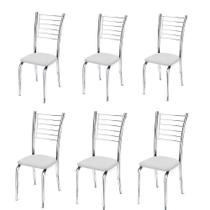Conjunto 6 Cadeiras Cromadas Para Cozinha Kiara-material sintético Branco Conjunto 6 Cadeiras Cromadas Para Cozinha Kiara-material sintético Branco