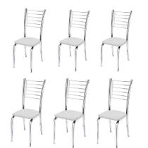 Conjunto 6 Cadeiras cromadas para cozinha Kiara Super resistente-Assento branco