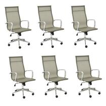 Conjunto 6 Cadeiras de Escritório Presidente Giratória Sevilha Alta Tela Conjunto 6 Cadeiras de Escritório Presidente Giratória Sevilha Alta Tela