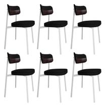 Conjunto 6 Cadeiras de Jantar Alloa Tecido Mesclado Est.Branca