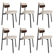 Conjunto 6 Cadeiras de Jantar Alloa Tecido Mesclado Est.Preta